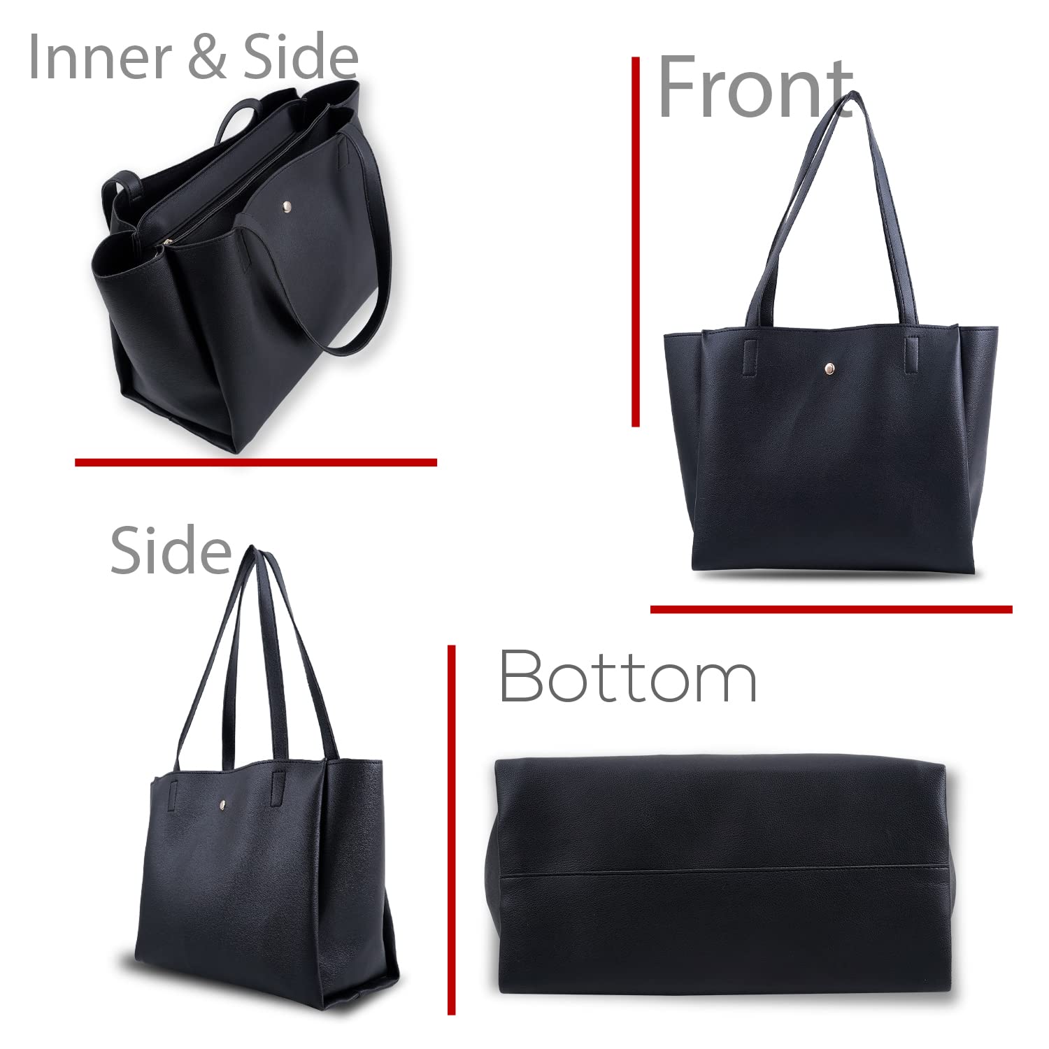 Brightfashion Women's Stylish PU Leather Tote Bag in Pink - Perfect for Work, Travel & Everyday Use