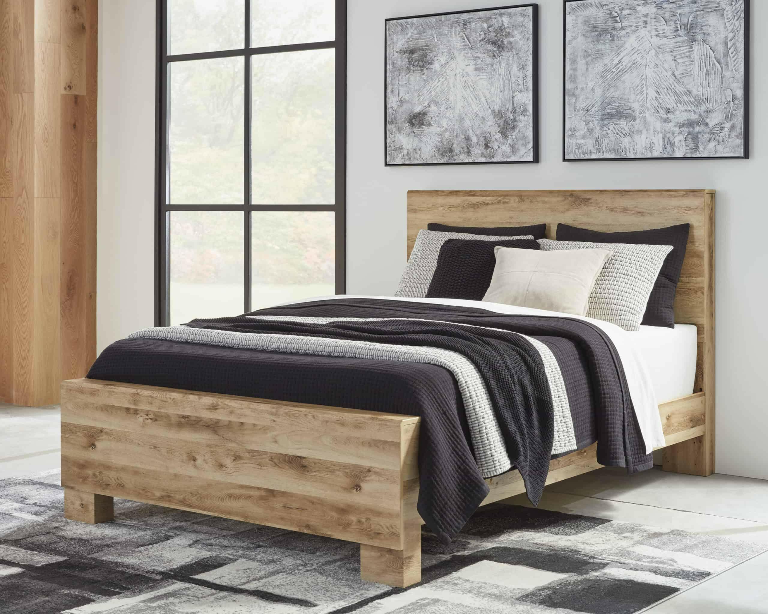 B1050 Hyanna Full Size Bed Frame - 87/84/86 Inch Queen Bed with Sturdy Metal Frame & Noise-Free Design | Perfect for Guest Rooms, Dorms & Small Bedrooms