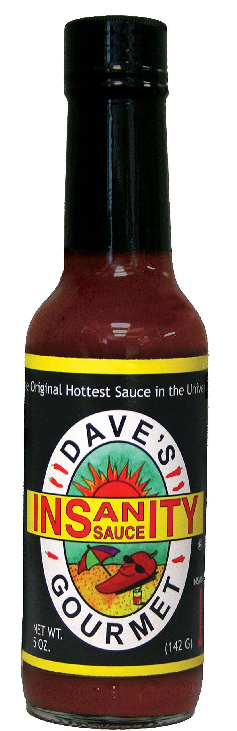 Dave's Gourmet Original Insanity Hot Sauce - 5oz Bottle | Extreme Heat Habanero Pepper Sauce | Perfect for Wings, Tacos & Spicy Food Lovers