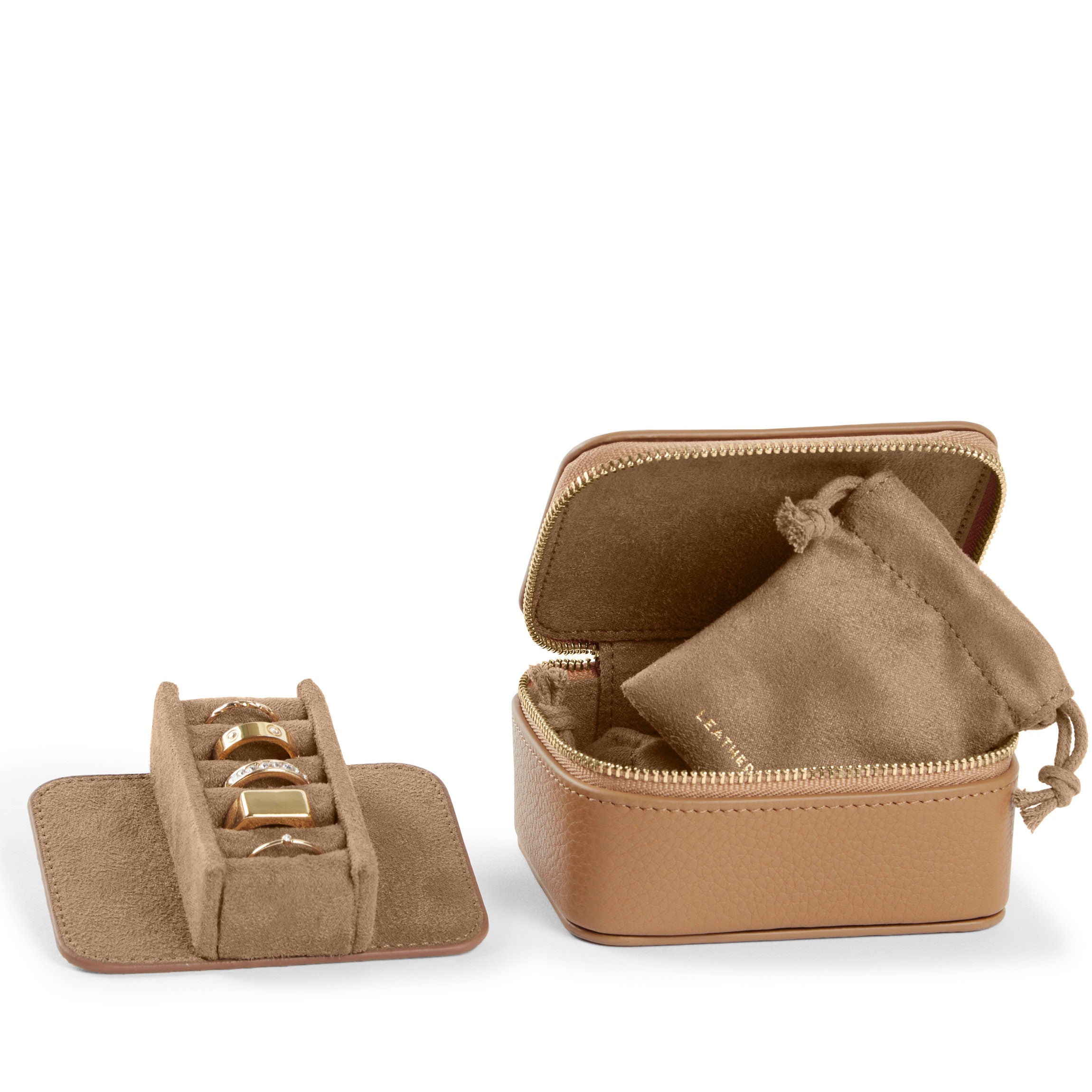 Elegant Small Jewelry Ring Box for Engagement Wedding Proposal - Perfect for Camel Color Jewelry Storage & Gift Presentation