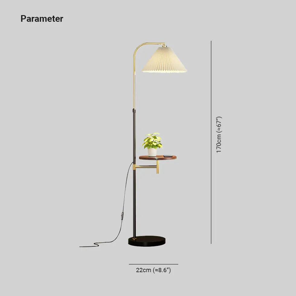Modern White Floor Lamp with Built-in Side Table - Adjustable LED Reading Light for Living Room, Bedroom, or Office - Space-Saving Home Decor Lighting Fixture
