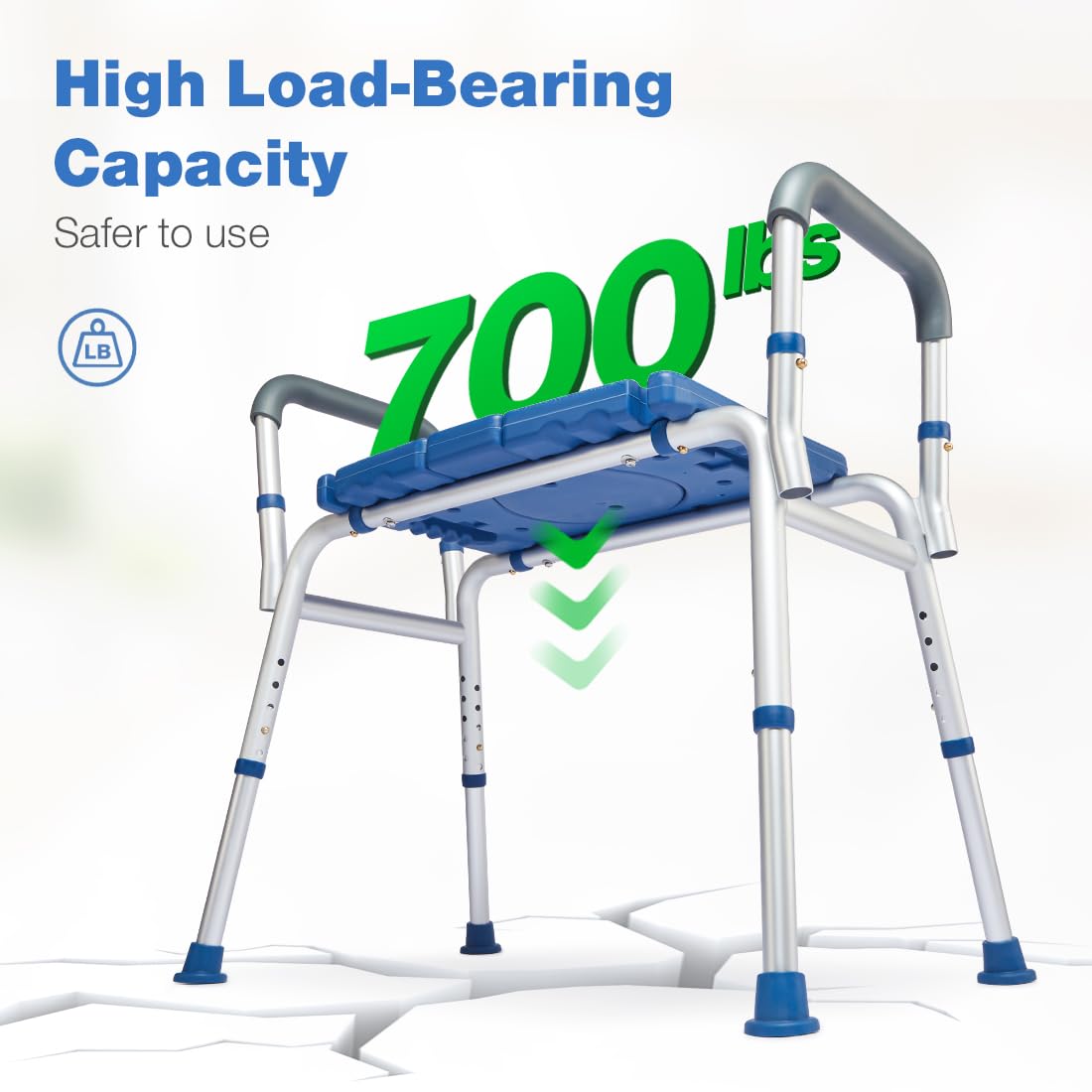GreenChief Extra Large Bariatric Shower Chair - 700lb Heavy Duty Shower Bench with Wide Seat & Handles - Sturdy Bath Seat for Elderly, Disabled & Obese Adults - Ideal for Safe Bathing & Showering in Home or Healthcare Facilities