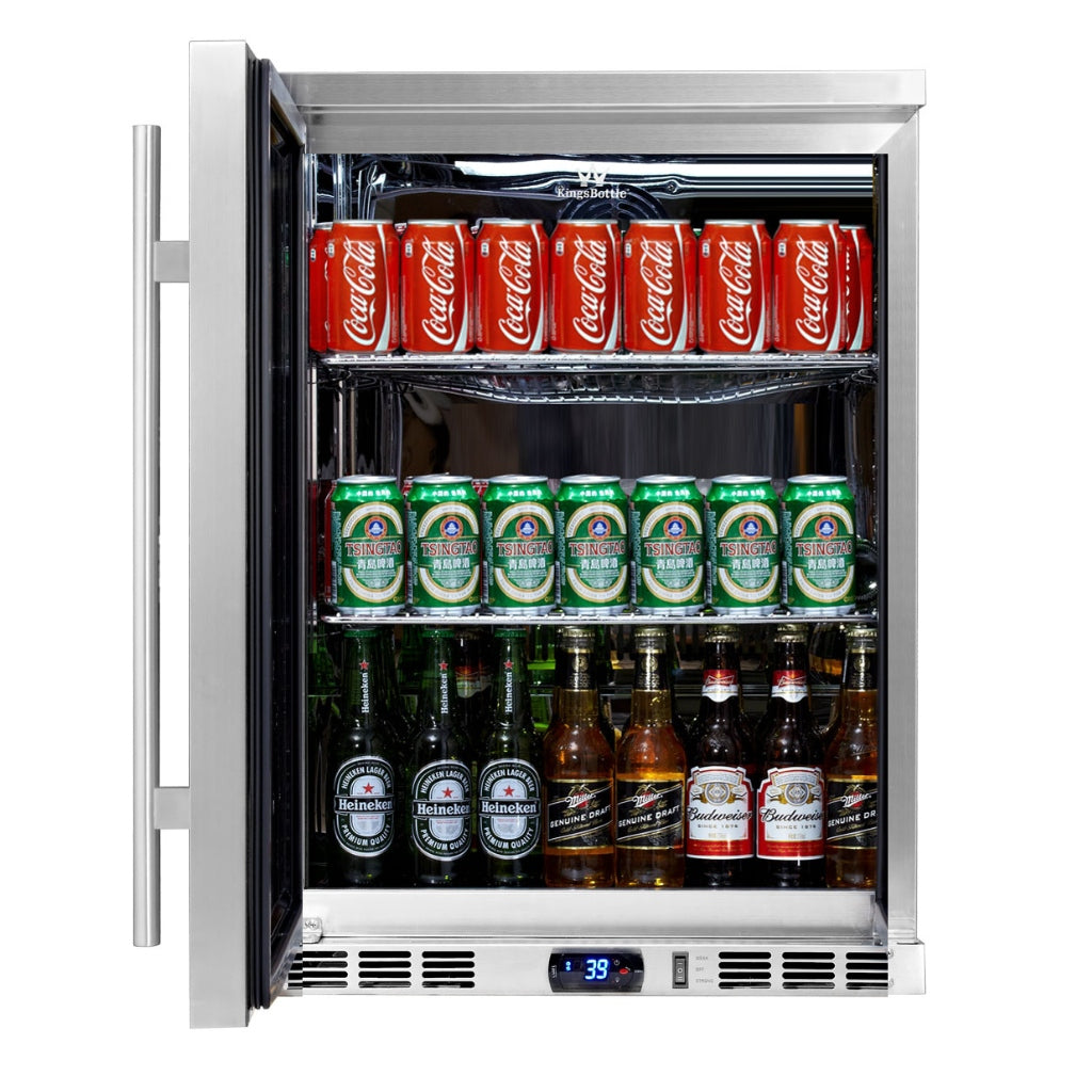 Kingsbottle 24 Inch Outdoor Stainless Steel Beer Fridge Cooler - Perfect for Patio, Backyard, Garage & Man Cave Parties