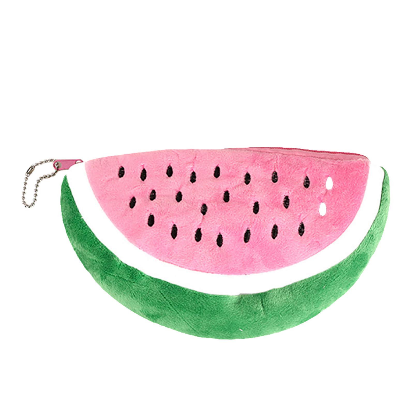 Watermelon Semicircle Plush Pencil Case with Zipper - Pink Stationery Pouch for School, Office & Travel Organization