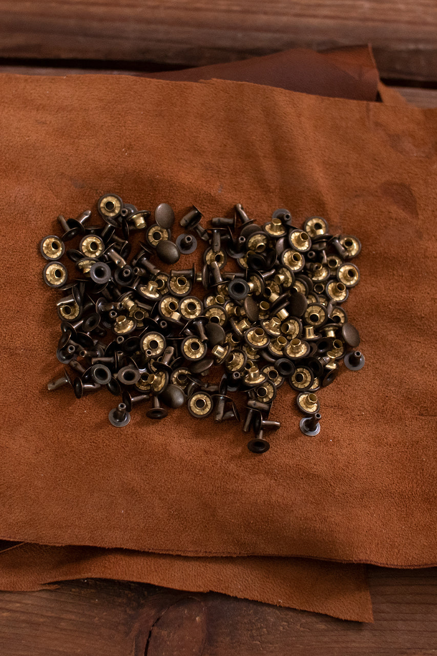 Antique Hollow Rivets KØ9.2 x L8.0 mm - Iron & Brass Fasteners for Leather Craft, DIY Jewelry Making, and Vintage Restoration Projects