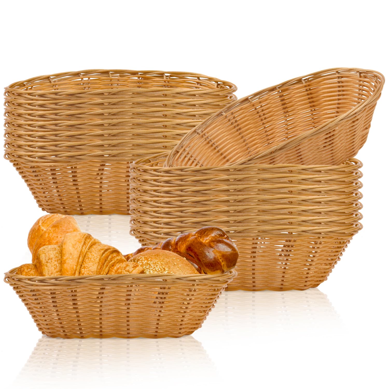 16 Pack Plastic Oval Baskets - Small Food Storage Bins for Fruits, Bread, Vegetables | Perfect for Kitchen Organization, Party Serving & Gift Packaging | Durable & Versatile Kitchen Storage Solution