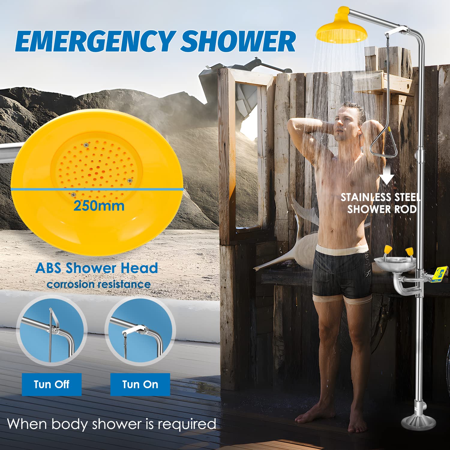 Emergency Eye Wash and Shower Station - OSHA Approved Stainless Steel Safety Equipment with NPT Threads for Industrial, Commercial & Laboratory Use | Perfect for Chemical Spills, Workplace Accidents & First Aid Scenarios