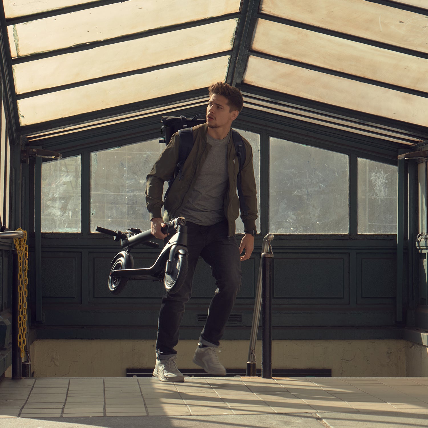 Knight Folding Electric Scooter for Adults - Portable Commuter Scooter with Long Battery Life - Perfect for Urban Travel, Campus Commute & Last-Mile Transportation