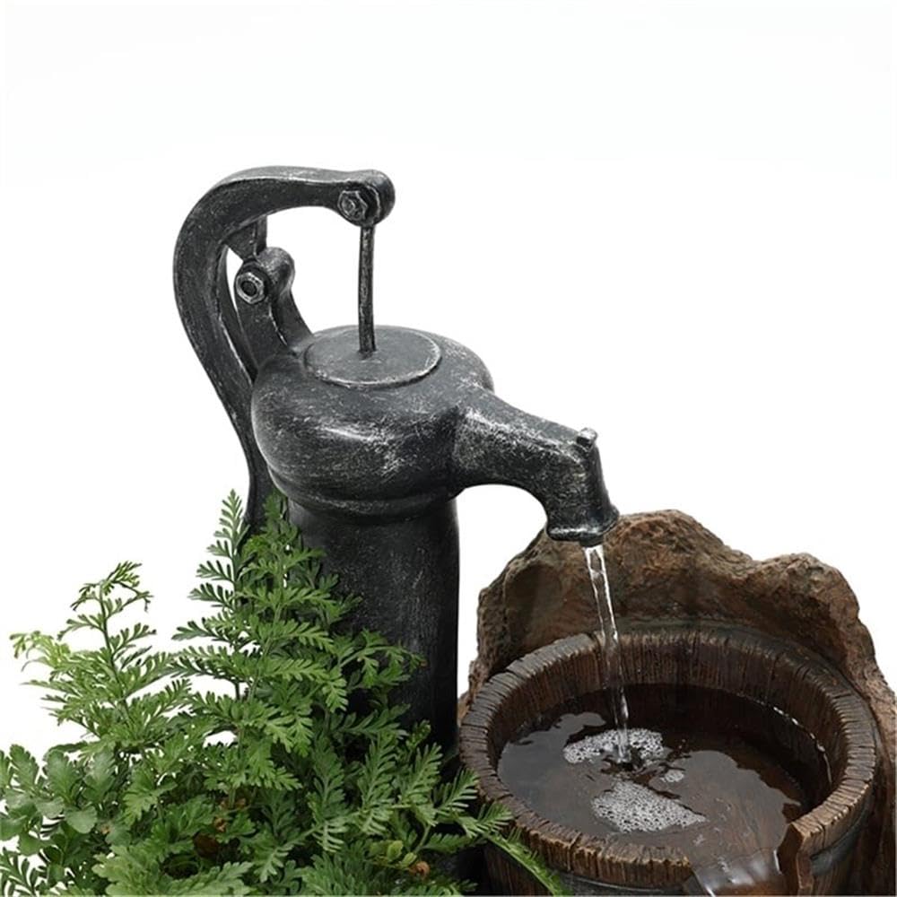 Bowery Hill Modern Brown Resin Water Pump Fountain - Outdoor Garden Decor, Patio & Backyard Water Feature for Relaxation
