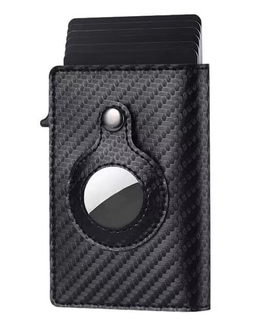 LooLoon Smart Wallet for Men - Carbon Fiber RFID Blocking Wallet with AirTag Holder & Pop-Up Feature | Genuine Leather Slim Wallet with ID Slot | Perfect for Travel, Business & Everyday Carry