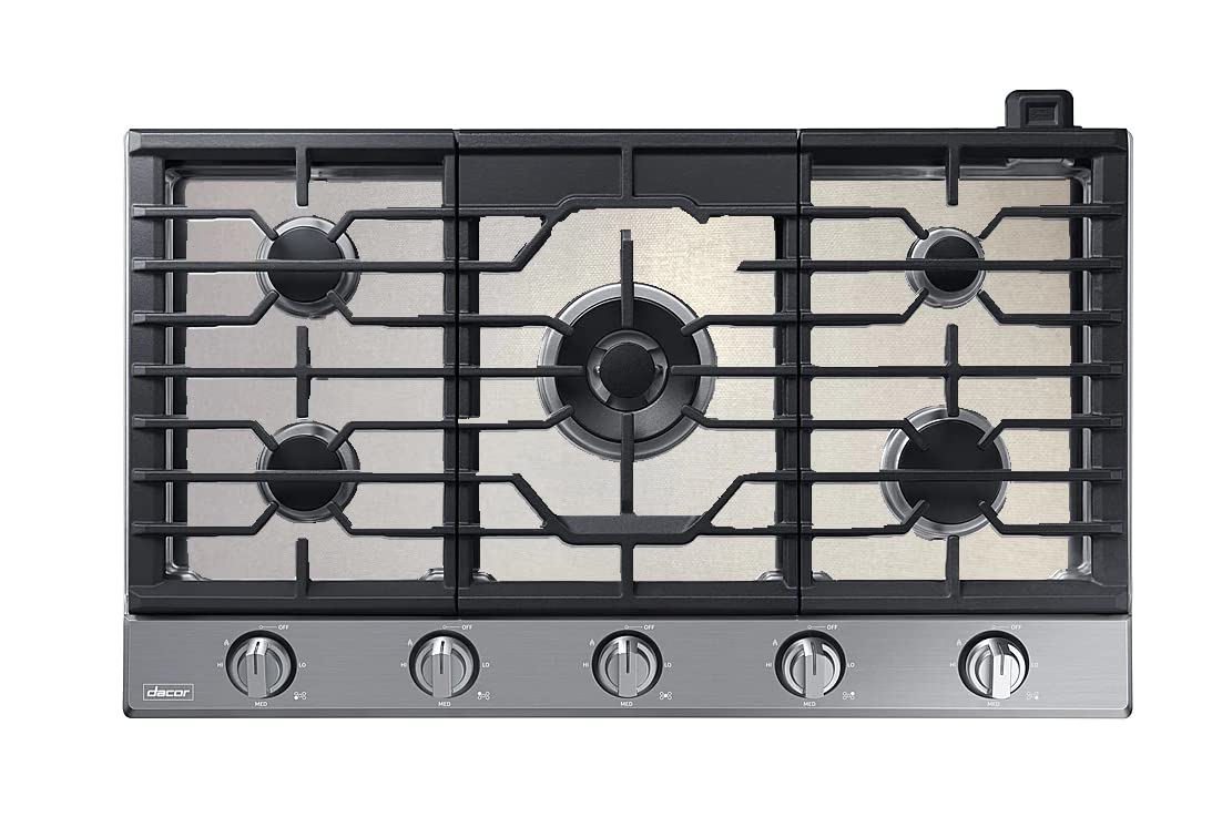 Dacor Gas Cooktop Stove Top Protector - Custom Fit Ultra Thin Reusable Burner Cover, Splatter & Spill Guard Liner in Silver (DTG36P875NSDA) - Perfect for Kitchen Safety & Easy Cleaning