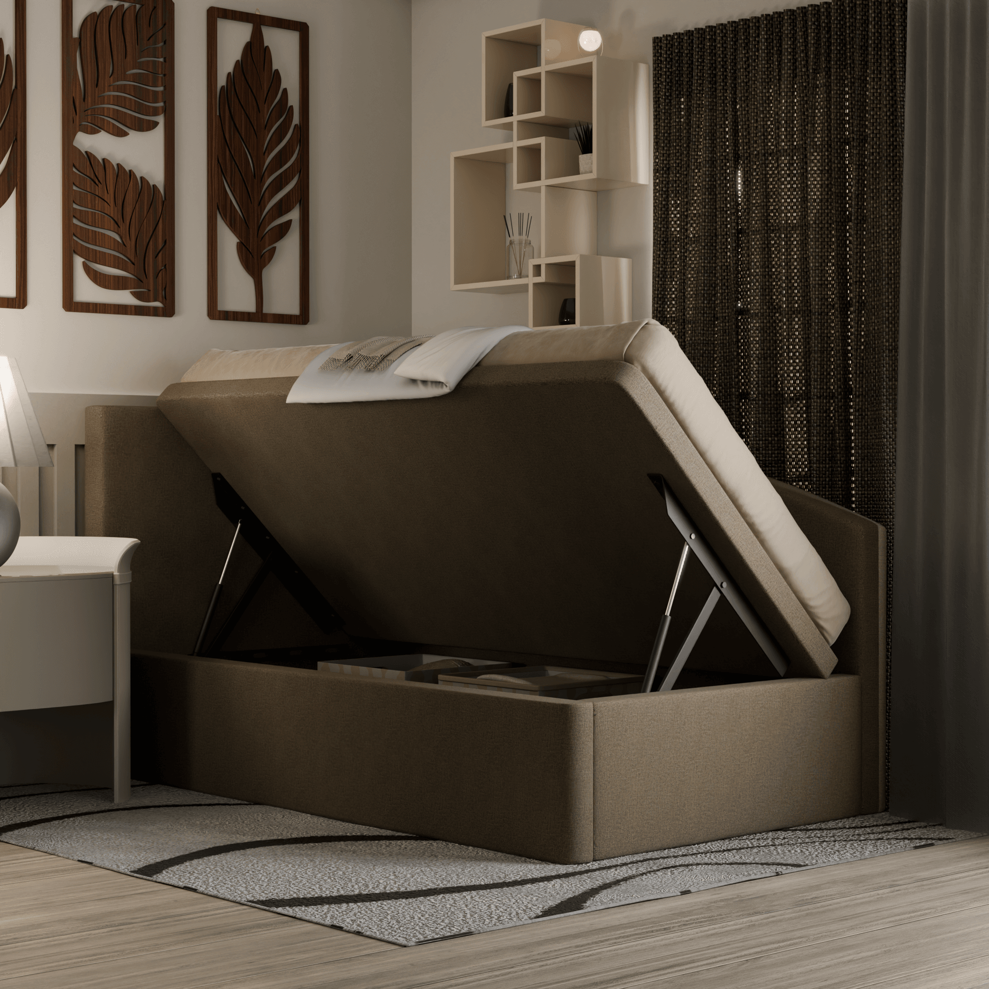 Gales Fabric Side Storage Daybed - Modern Sofa Bed with Hidden Storage for Small Spaces | Perfect for Guest Rooms, Dorms & Apartments
