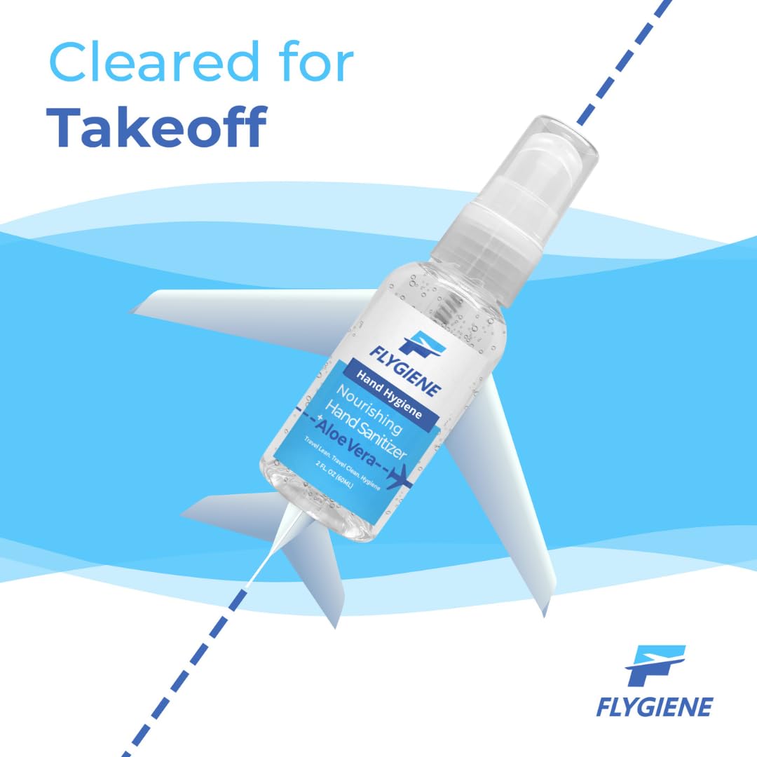 Travel Size Hand Sanitizer 2oz (6 Pack) - 70% Alcohol with Aloe Vera | TSA Approved Portable Sanitizer Bottles | Airplane Travel Essentials for Flying, Camping, Office & Daily Use