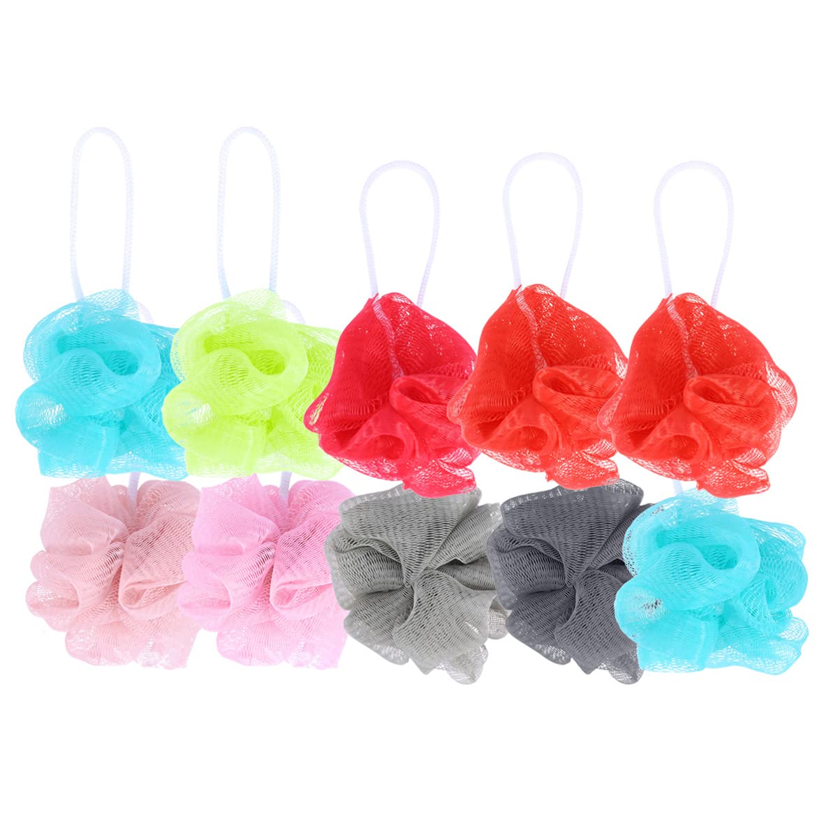 10-Pack Mesh Bath Sponges & Shower Puff Balls - Exfoliating Body Scrubber for Gentle Skin Cleansing - Perfect for Spa, Bath & Shower Relaxation