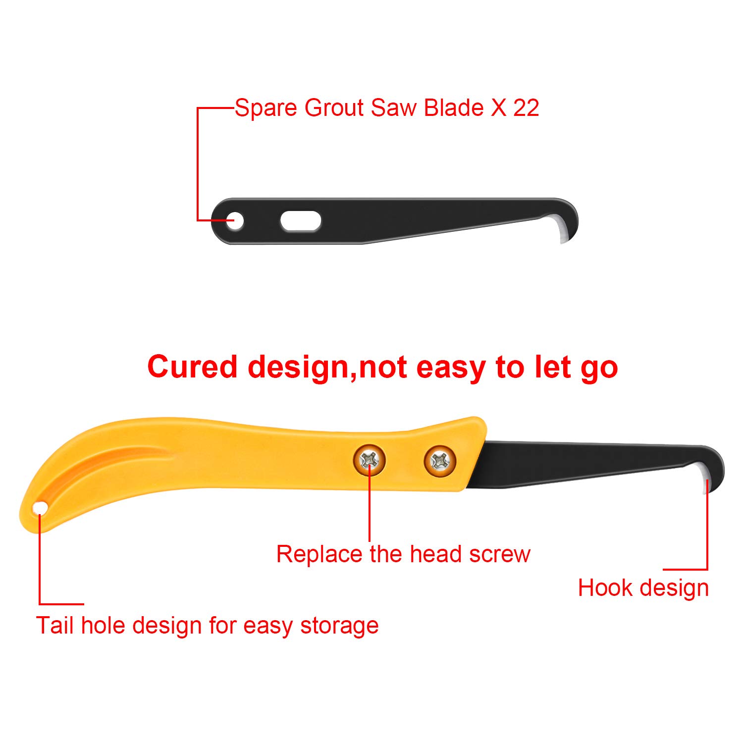 22-Piece Grout Removal Tool Kit - 2 Grout Saws & 20 Saw Knives for Tile Cleaning, Caulking Edge Tools & DIY Home Renovation - Perfect for Bathroom, Kitchen & Floor Tile Repair Projects