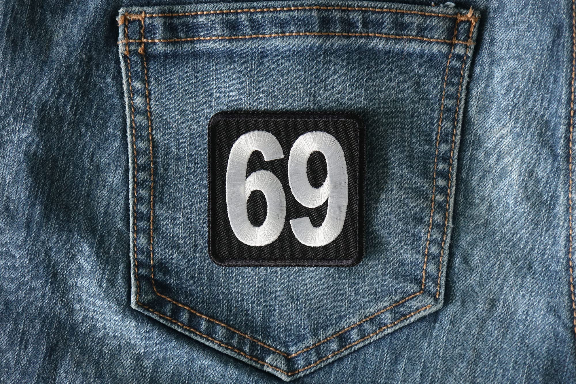 69 Embroidered Iron-On Patch - Durable Custom Patches for Jackets, Bags & DIY Crafts - Perfect for Denim, Backpacks & Clothing Customization