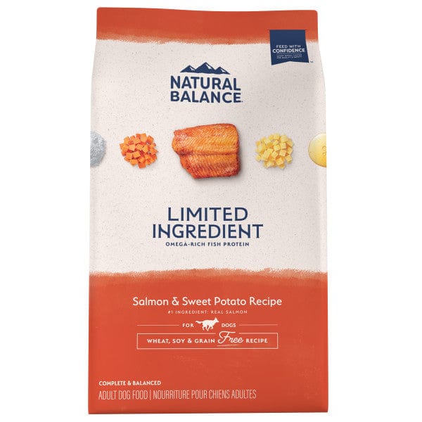 Natural Balance Limited Ingredient Salmon & Sweet Potato Recipe Dry Dog Food - Grain Free, Hypoallergenic for Sensitive Stomachs - Perfect for Adult Dogs with Allergies or Digestive Issues