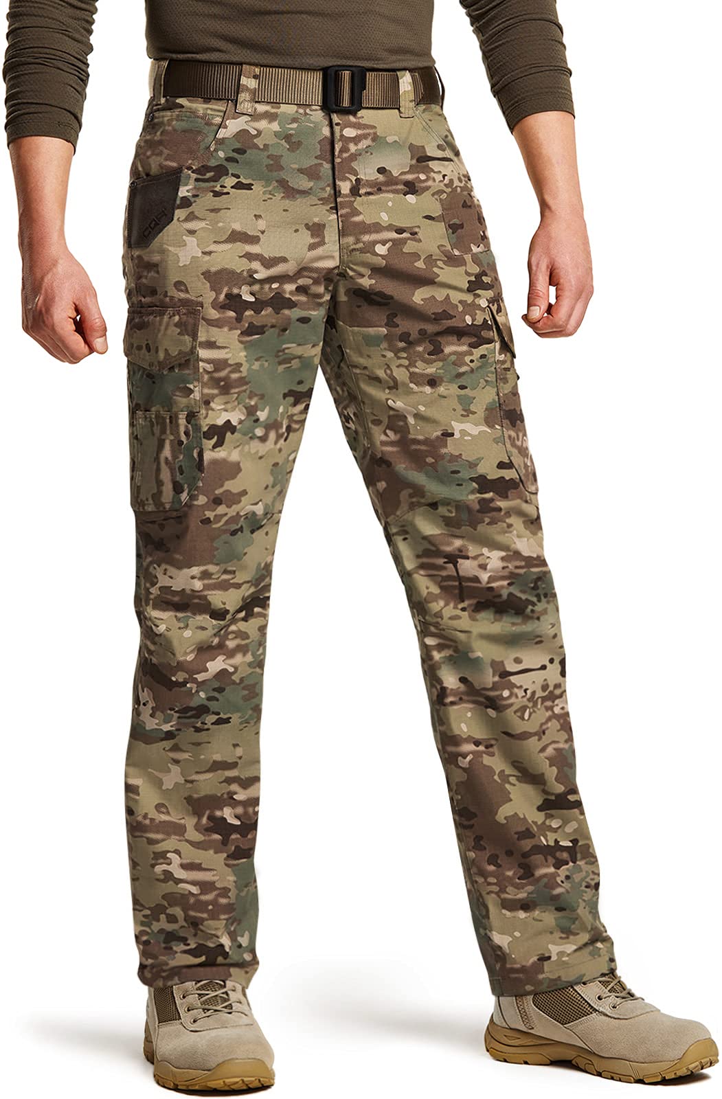 CQR Men's Ripstop Tactical Work Pants - Water Resistant Outdoor Utility Cargo Pants for Hiking, Camping & EDC | Durable Straight Fit Operator Pants