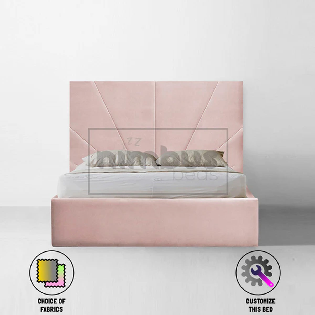 Modern Sunset Bed Frame - Queen Size Wooden Platform Bed with Headboard & Storage - Perfect for Bedroom, Guest Room & Small Spaces