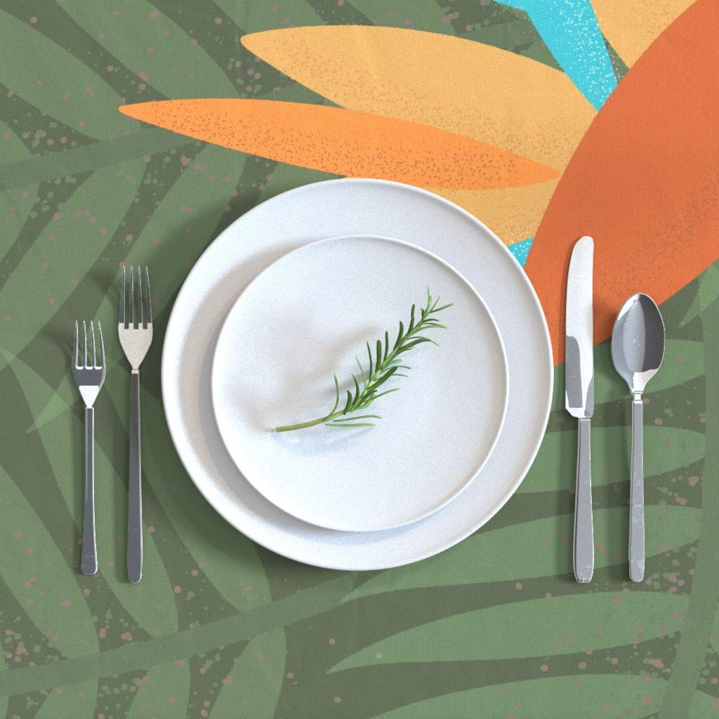 Premium Spoonflower Cotton Sateen Tablecloth 70x120 Inches - Tropical Floral Hawaiian Birds Paradise Vintage Print Custom Dining Table Linens | Perfect for Beach Weddings, Luau Parties & Coastal Home Decor
