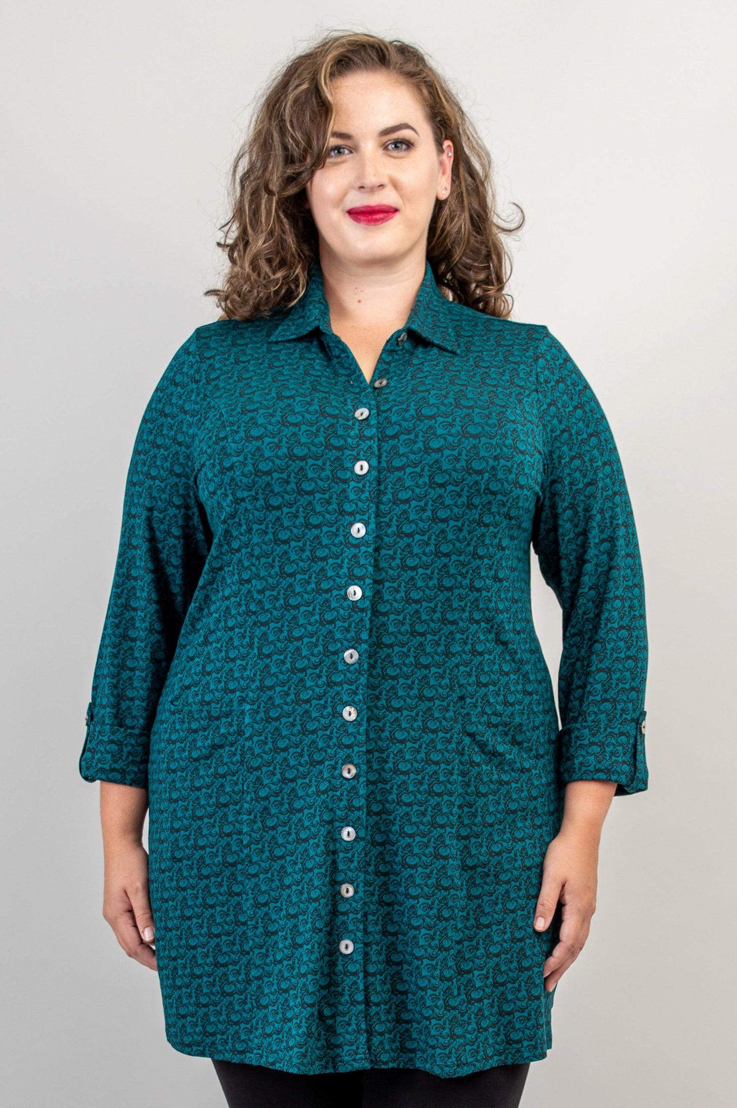 Charlie Tunic - Soft Bamboo Fabric with Ocean Wave Print | Women's Casual Summer Top | Perfect for Beach Vacations & Boho Outfits