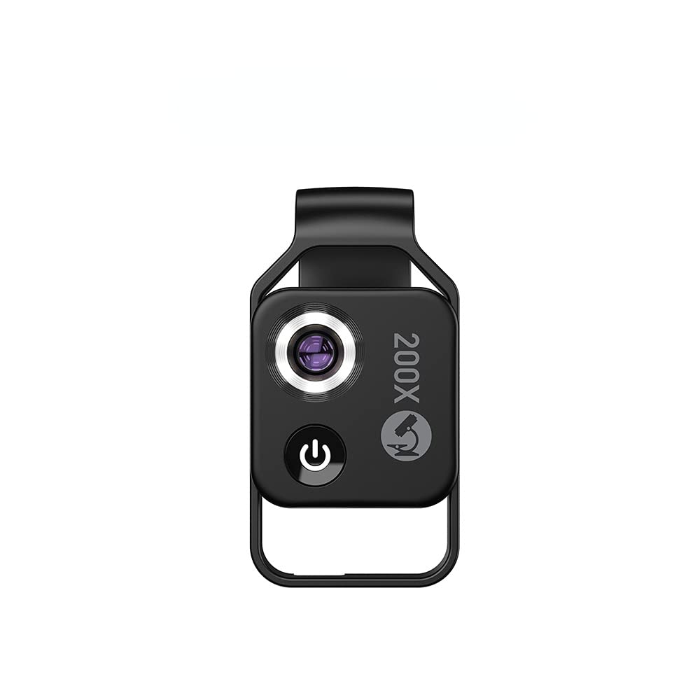 200X Magnification Microscope Lens with CPL Filter & LED Light - Universal Macro Lens for iPhone, Samsung & All Smartphones (Black) - Perfect for Coin Collecting, Jewelry Inspection & Science Experiments