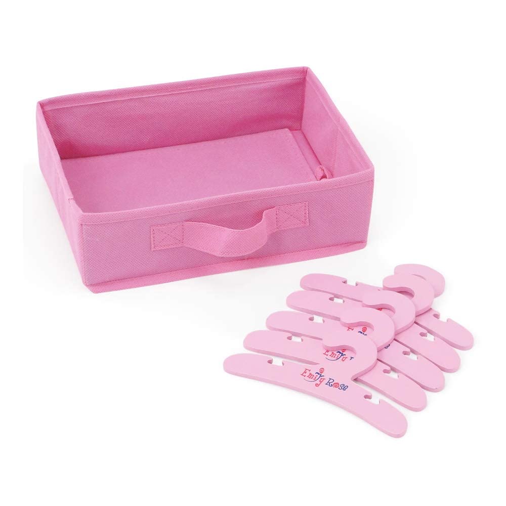 Emily Rose 18 Inch Doll Murphy Bed Furniture Closet Set - Space Saving Kids Storage with 5 Hangers & Clothes Accessories Bin | Mom's Choice Award Winner | Perfect for Doll Play, Bedroom Organization & Pretend Play Scenarios