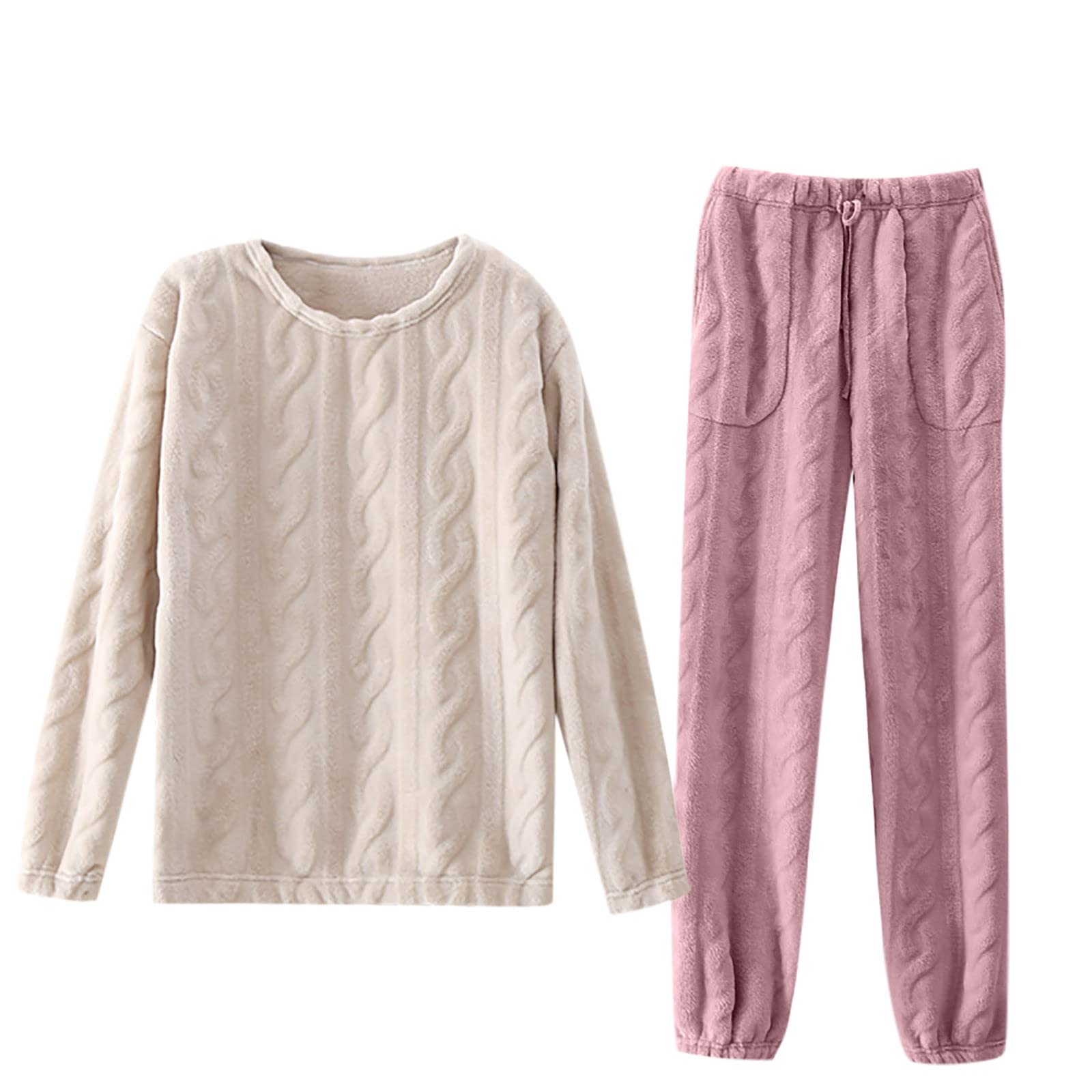 APIVOE Women's Flannel Pajama Sets - Soft & Comfy Fleece Sleepwear, Winter Long Sleeve Two-Piece Lounge Set with Tops & Pants | Cozy Homewear for Sleeping, Lounging & Relaxing