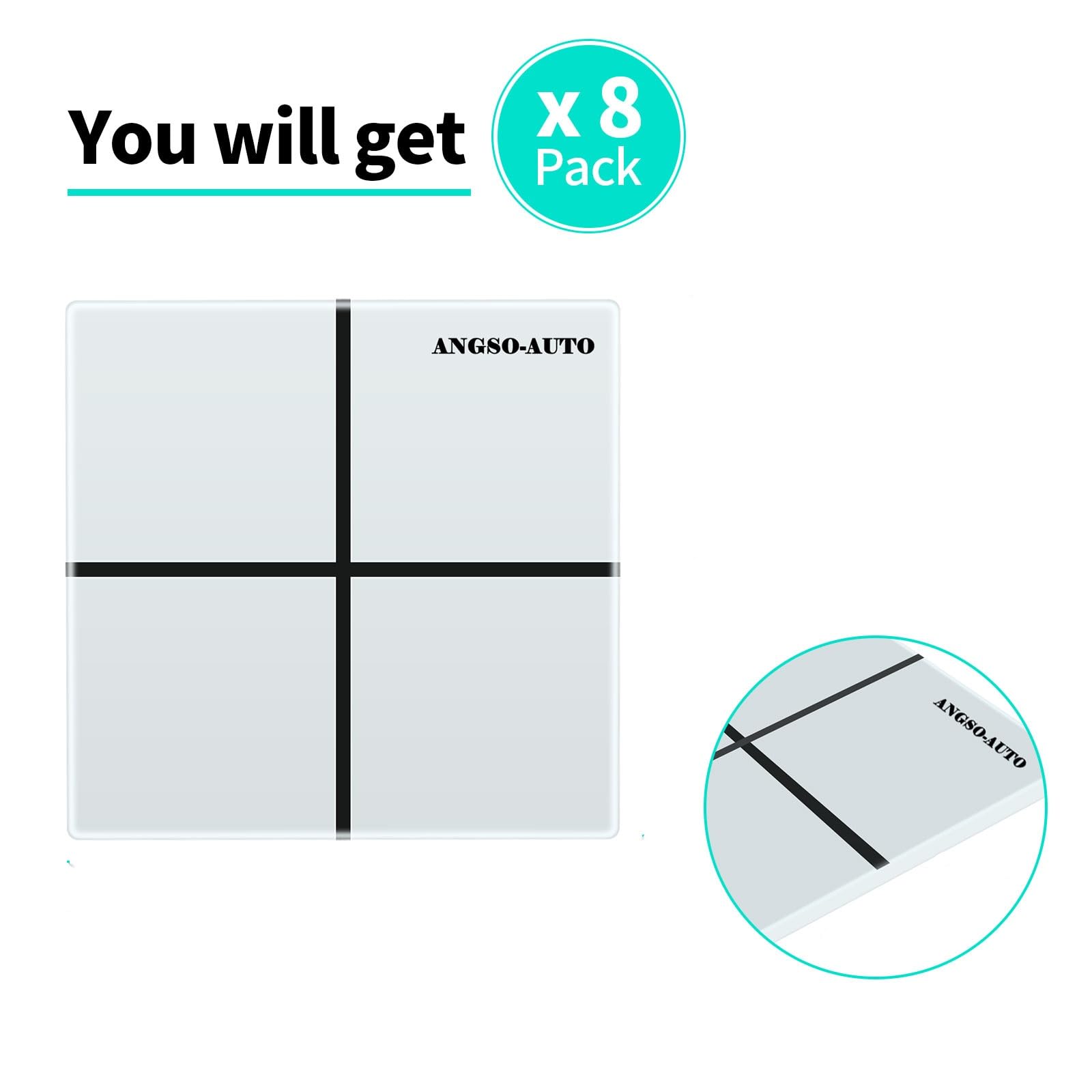 8 Pack Reusable Rubber ADAS Calibration Floor Markers - White Vehicle Alignment Positioning Squares for ADAS System Calibration | Perfect for Auto Shops & Technician Workshops