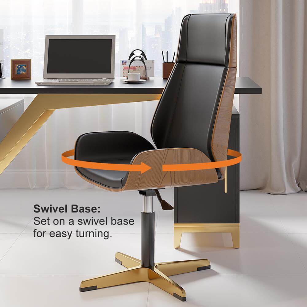 Premium Leather Modern Home Office Chair - Ergonomic High Back Executive Desk Chair with Lumbar Support - Perfect for Working from Home, Gaming & Conference Rooms