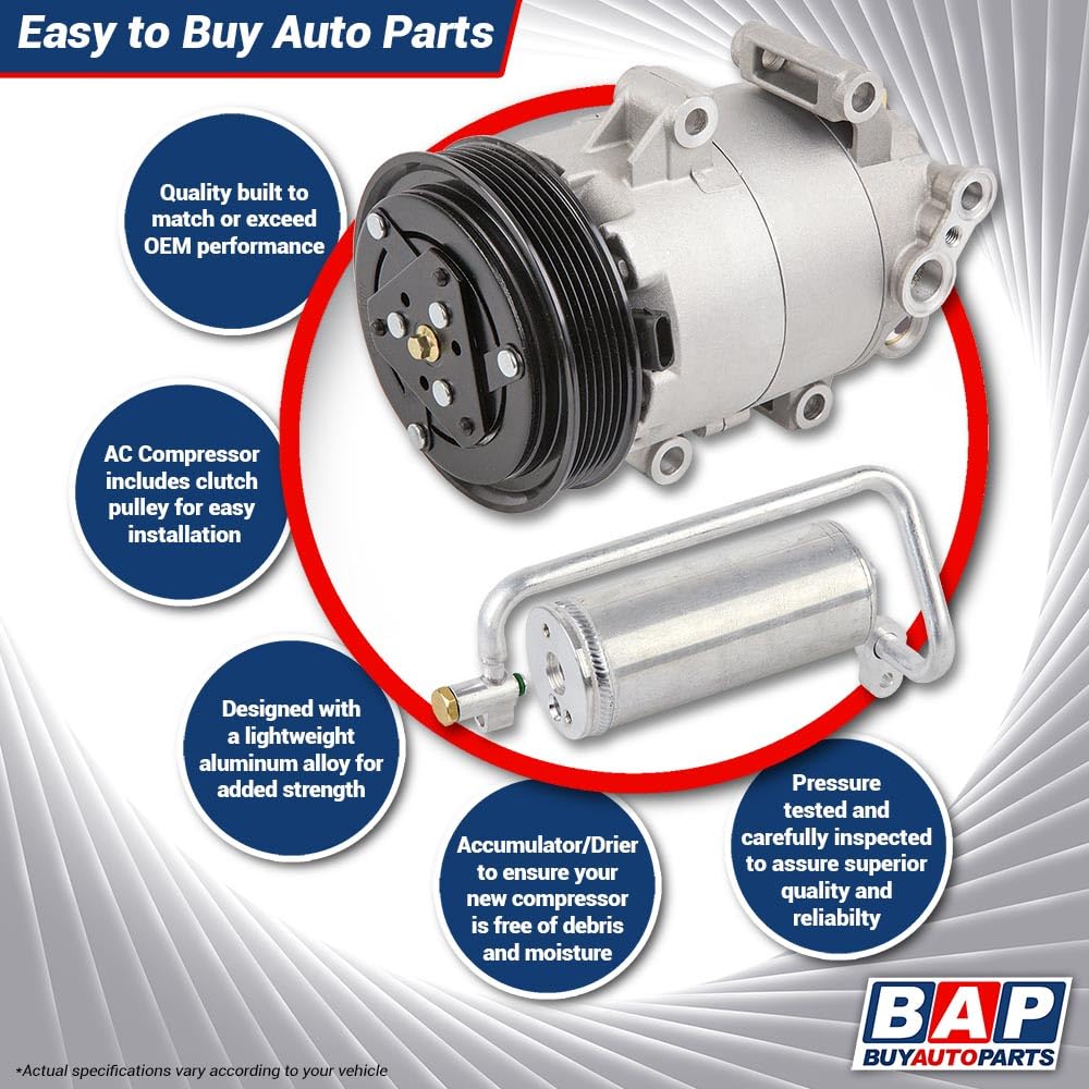 New AC Compressor with A/C Drier for Cadillac Catera 1997-2001 Models | BuyAutoParts 60-86107R2 | Perfect for Summer Cooling & Auto AC Repair
