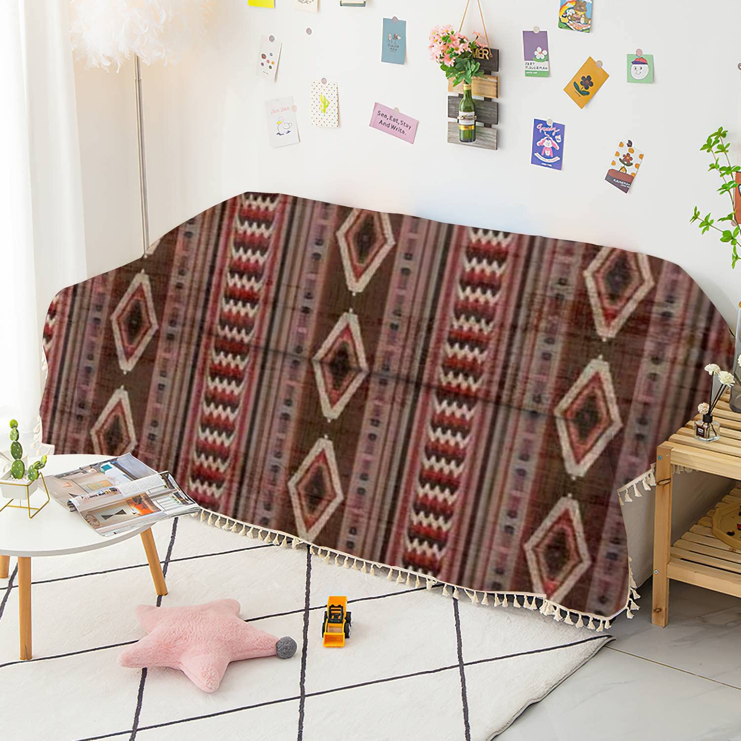 Washable Navajo Tribal Sofa Cover - Southwestern Native Indian Ethnic Print Slipcover, Couch Protector & Throw Blanket for Living Room, Bedroom | Pet-Friendly Furniture Protector for Couches, Sofas & Chairs
