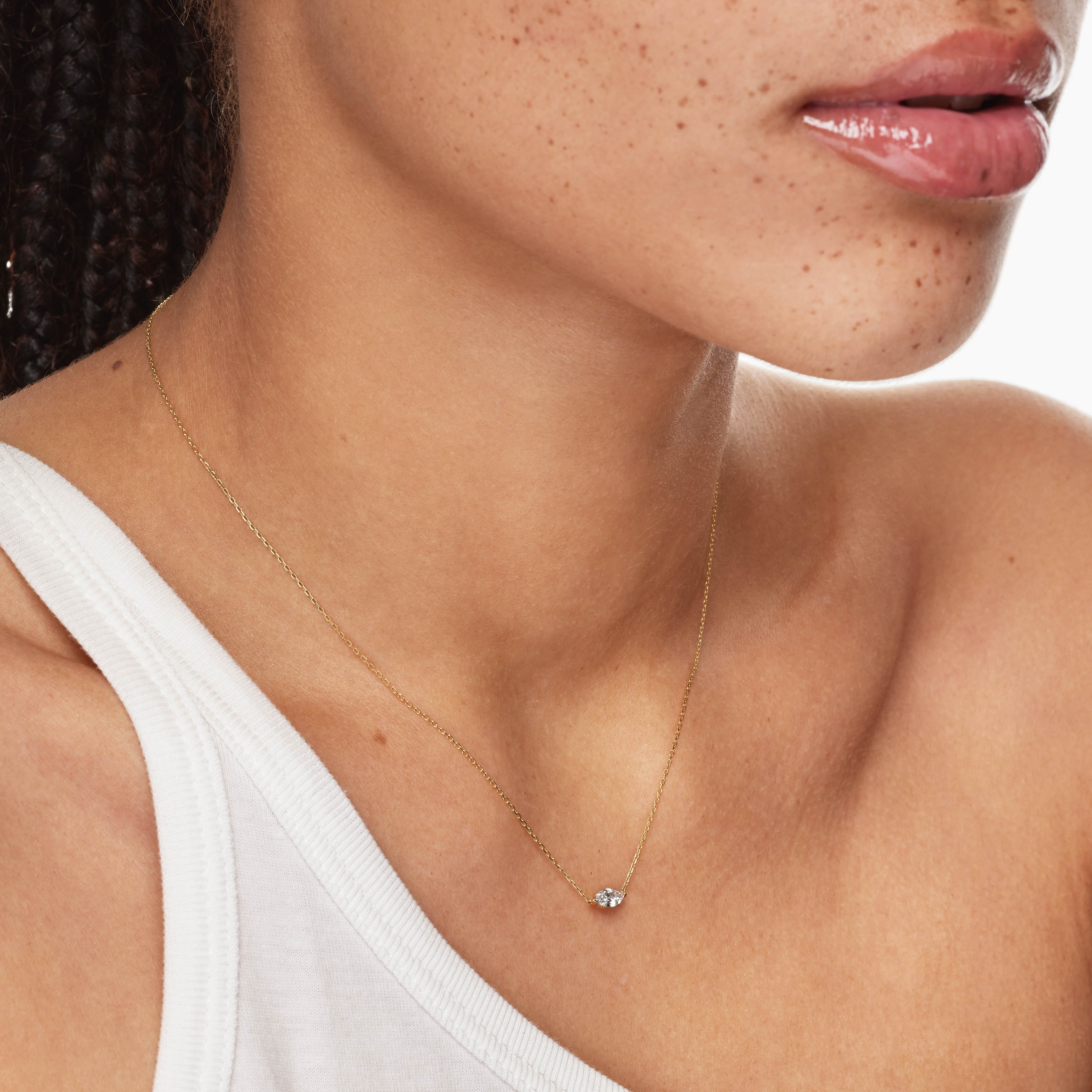 0.20ct Lab Grown Marquise Diamond Necklace in 10k Gold - Perfect for Weddings, Anniversaries & Special Occasions
