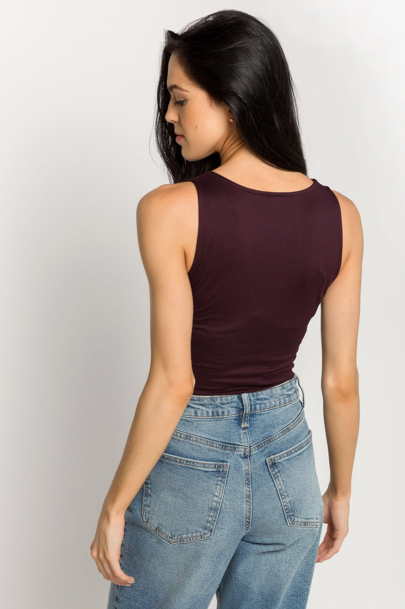 Double Brushed Sleeveless V Neck Women's T-Shirt - Soft Stretchy Comfort Fit Casual Top for Summer, Workout, and Layering