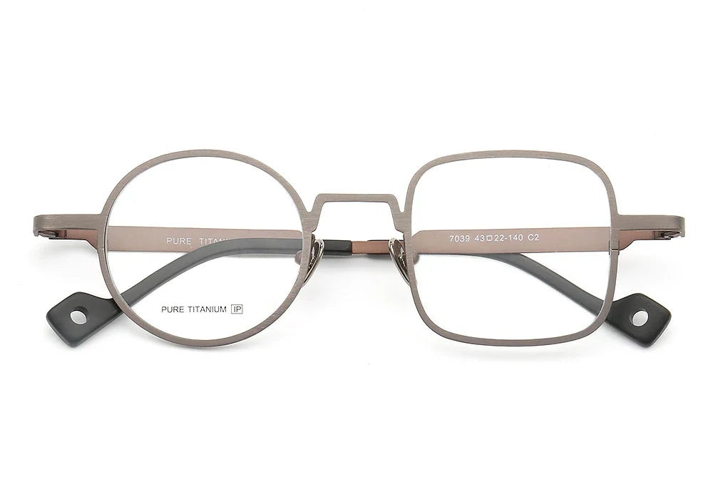 Aror Unisex Full Rim Irregular Round Square Titanium Eyeglasses Frame 47039 - Lightweight Durable Glasses for Work, Reading & Fashion Accessories