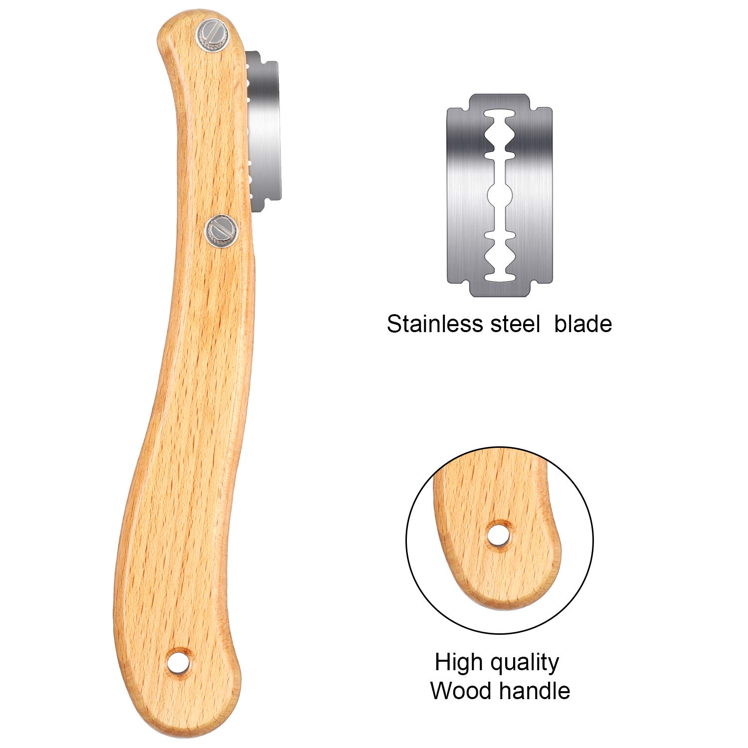 Premium Bread Lame Scoring Tool Kit - Wooden Handle Dough Slasher with 10 Replaceable Blades & 2 Protective Covers - Perfect for Sourdough, Baguettes, Artisan Bread Baking at Home or Bakery