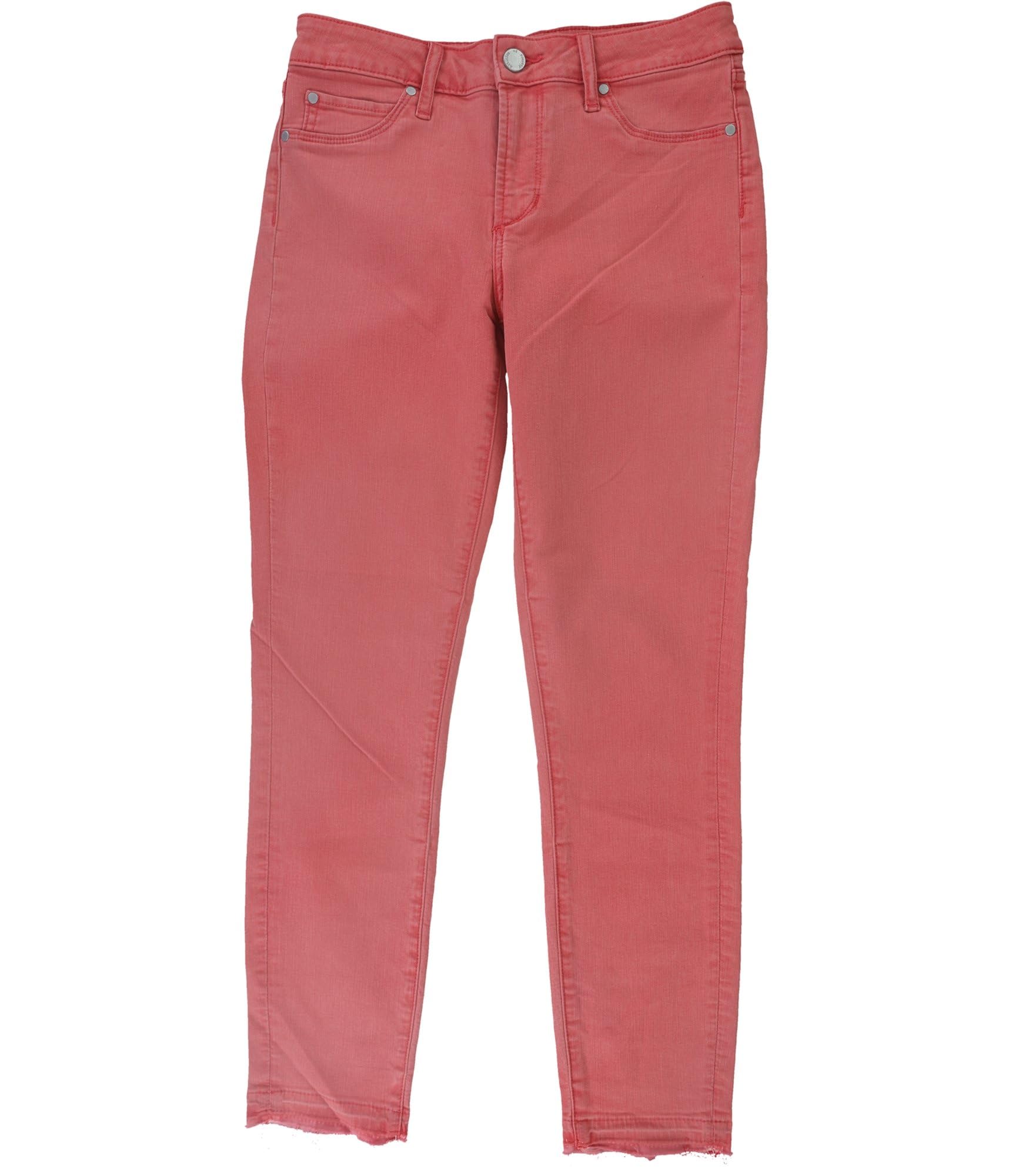 Articles of Society Women's Super-Soft Distressed Hem Cropped Jeans - High Waist Stretch Denim Pants, Size 28, Vintage Red (Perfect for Casual Outings, Date Nights & Weekend Brunch)