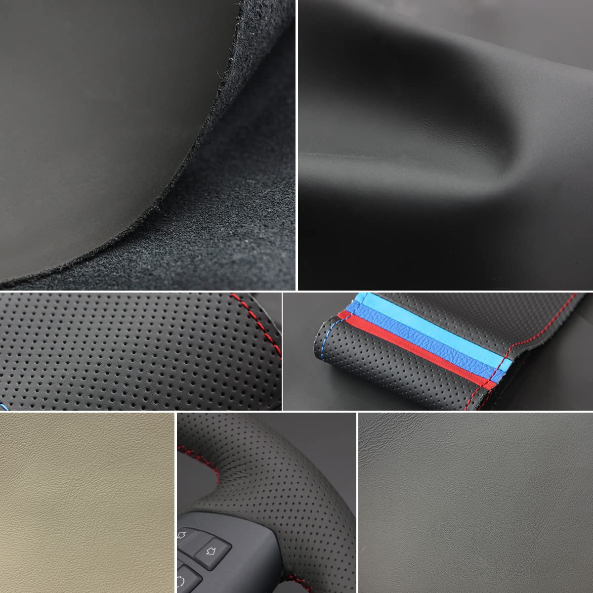 MEWANT Genuine Leather DIY Hand Sewing Steering Wheel Cover for Honda Civic 10 (2016-2019), CR-V (2017-2019), Clarity (2016-2018) - Customizable Black Leather Wrap Accessory | Perfect for Car Interior Upgrade & Driving Comfort