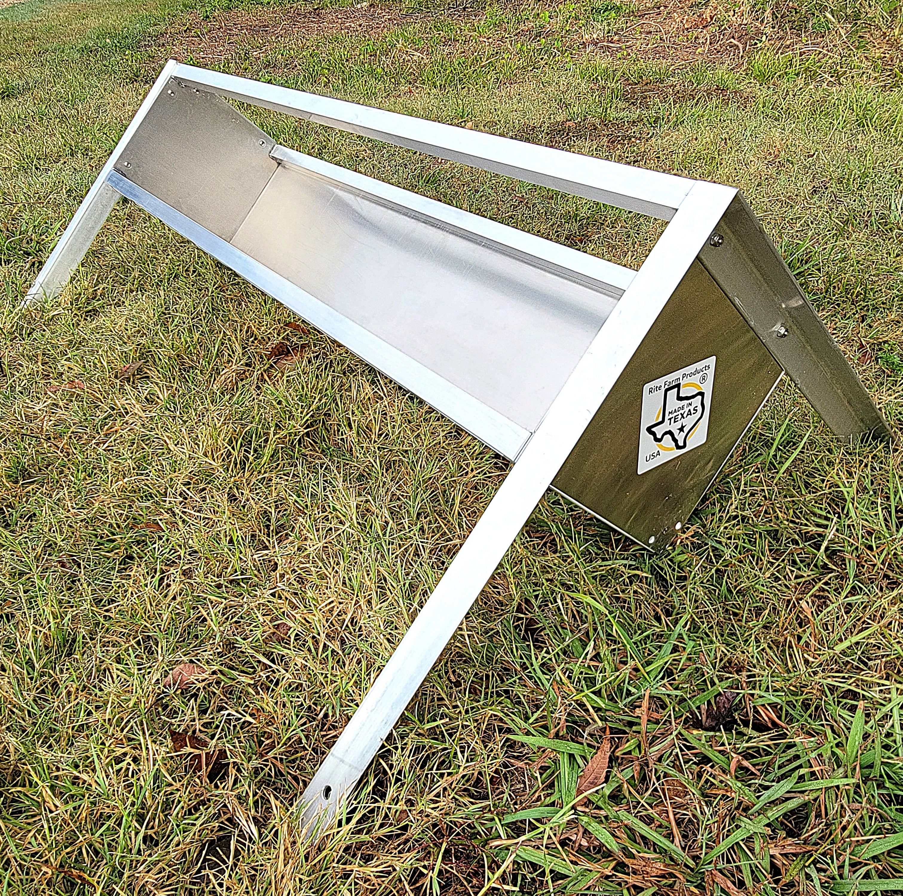48 Inch 4 Ft Heavy Duty Welded Aluminum Sheep & Goat V Trough Feeder with Ground Anchors - Durable USA Made Livestock Feeder for Pasture, Farm & Ranch Use