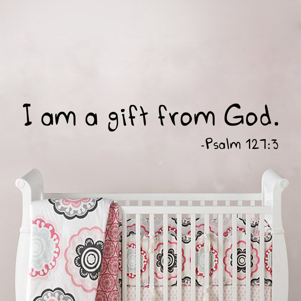 Psalm 127:3 Bible Verse Wall Decal - 'Children Are a Gift from God' Nursery Scripture Vinyl Sticker for Baby Room Decor (Black, 7