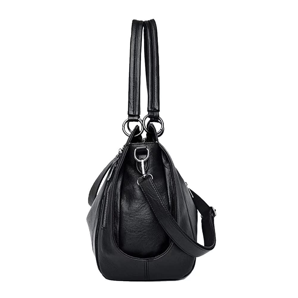 Mudono Women's Leather Top Handle Handbag - Large Capacity Tote Shoulder Bag with Crossbody Strap, Retro Satchel Purse for Work, Travel & Everyday Use
