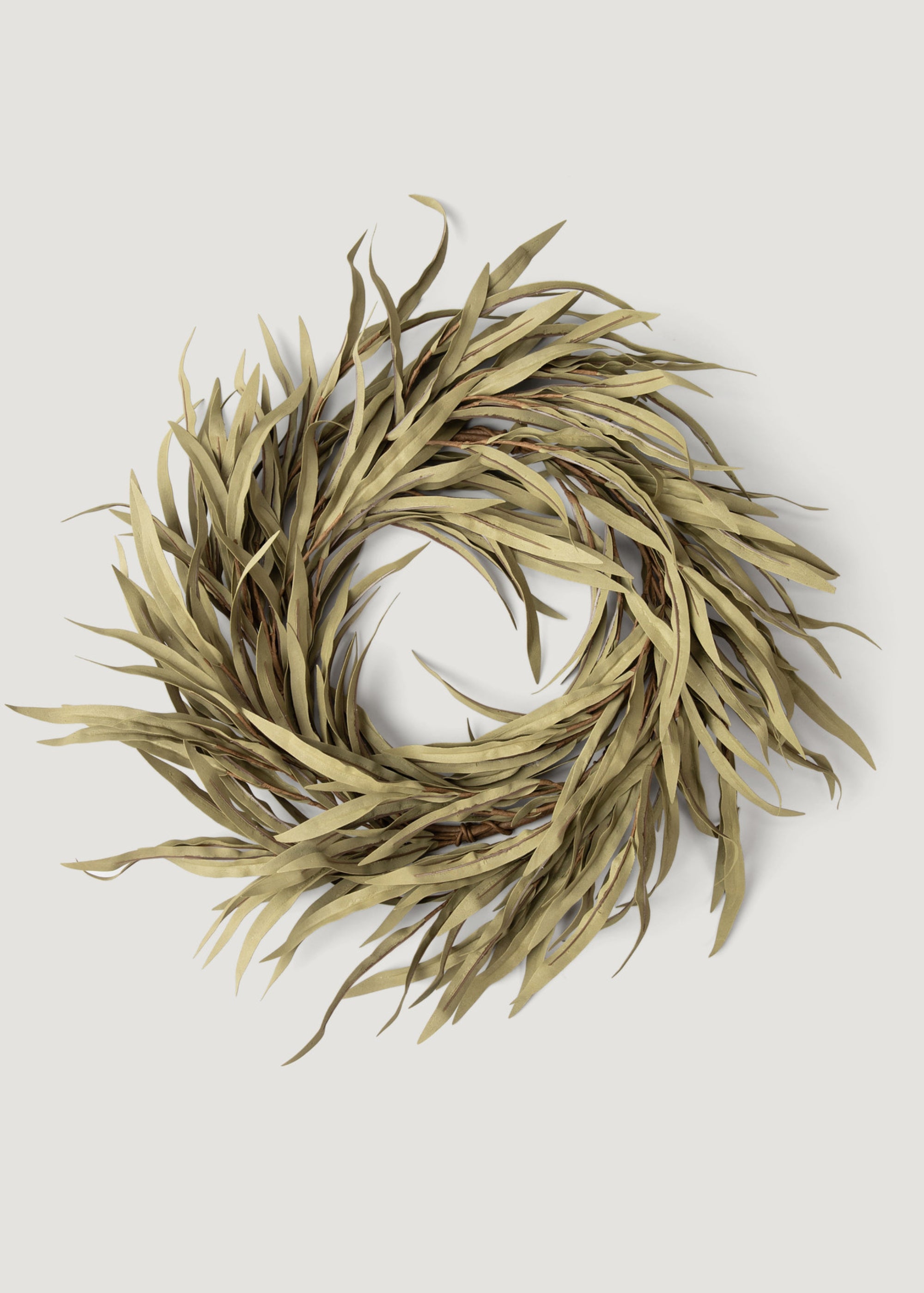 17.5 Inch Artificial Willow Leaf Greenery Wreath - Realistic Faux Vine Wreath for Home Decor, Wedding, Front Door & Seasonal Decorations