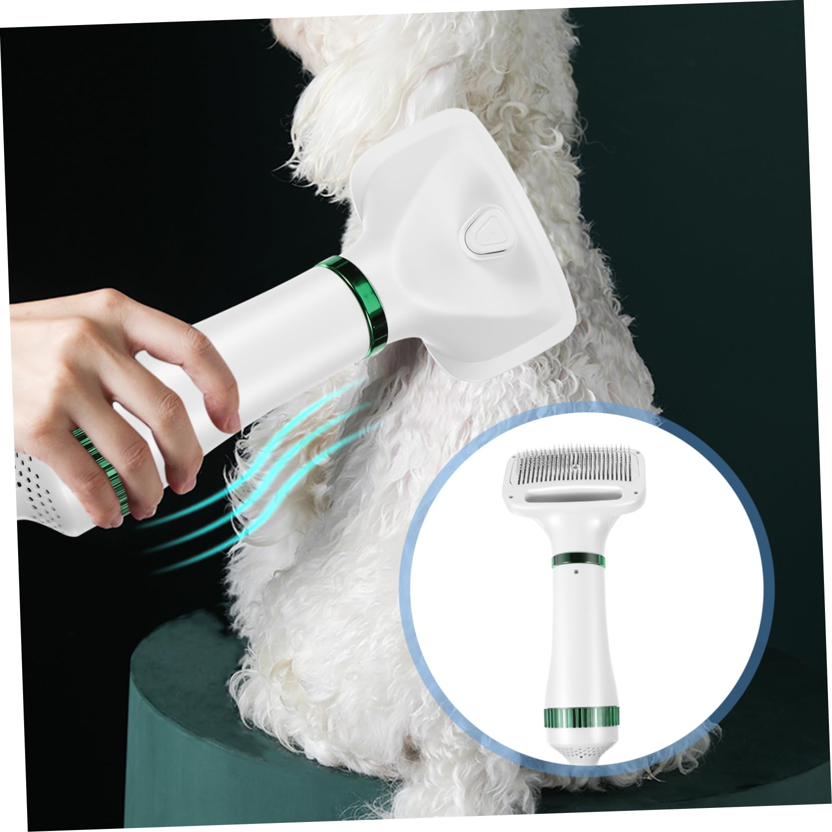 2-in-1 Pet Hair Comb & Blow Dryer - Dog Grooming Brush with Air Flow - White Plastic Dog Comb for Quick Drying & Detangling - Perfect for Home Pet Grooming & Professional Salon Use