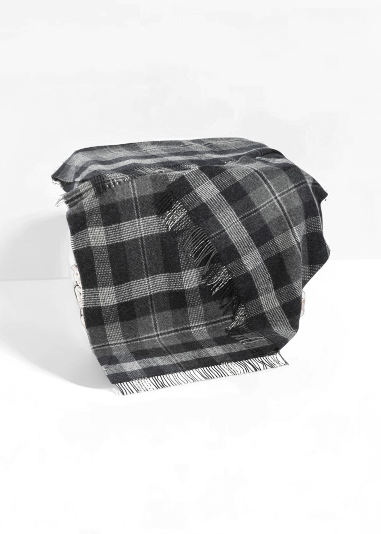 John Hanly Large Wool Blanket - Charcoal Silver | Premium Soft & Warm Throw for Couch, Bed & Outdoor Camping | Cozy Winter Blanket for Home Decor & Gifts