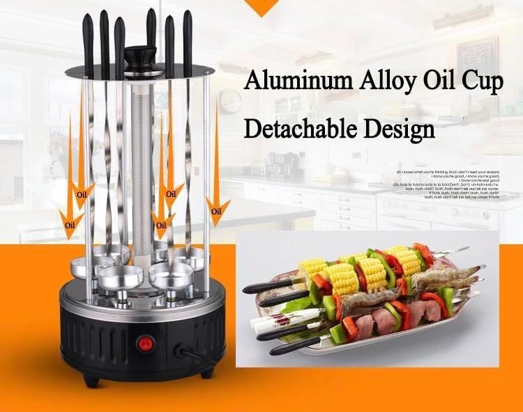 Ultimate Smokeless Indoor Electric Grill - Perfect for Kebabs, Rodizio Asador, Shawarma & More | Includes Kabob Skewers, Grilling Basket & Mitt | Ideal for Home Rotisserie Cooking, Family BBQs & Healthy Meals