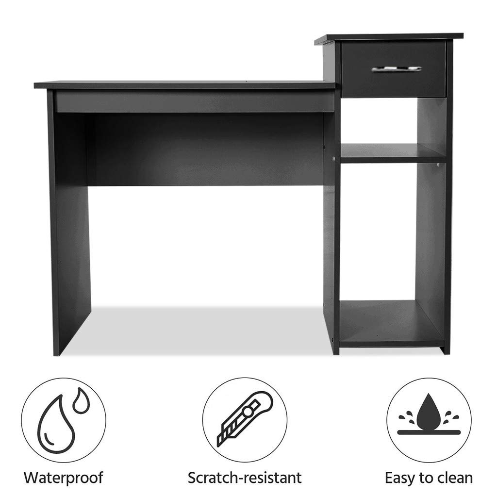 Modern Industrial Style Multipurpose Home Office Desk - Sturdy Wooden Writing Computer Study Table with Storage Shelf for Workstation, Students & Remote Work - Perfect for Small Spaces & Home Office Setup