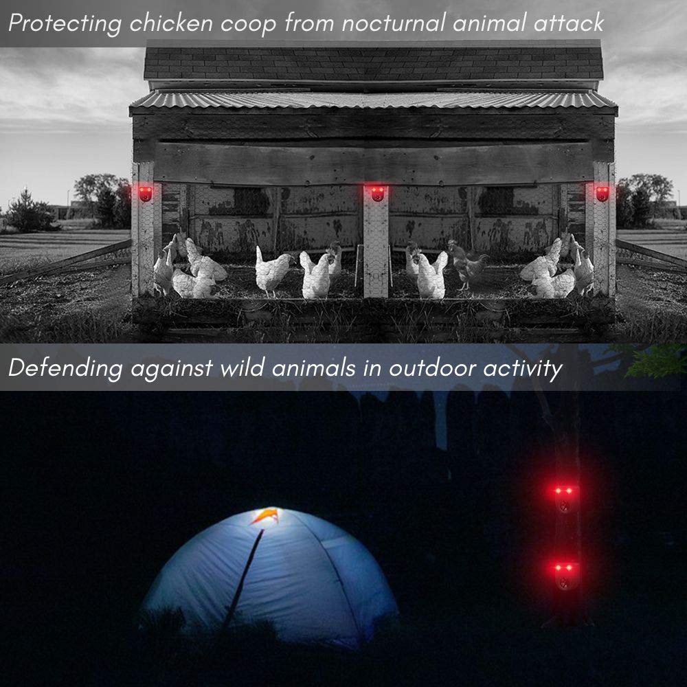 4 Pack Solar Powered Red LED Lights - Outdoor Garden, Chicken Coop & Farm Lighting for Nighttime Safety & Decoration
