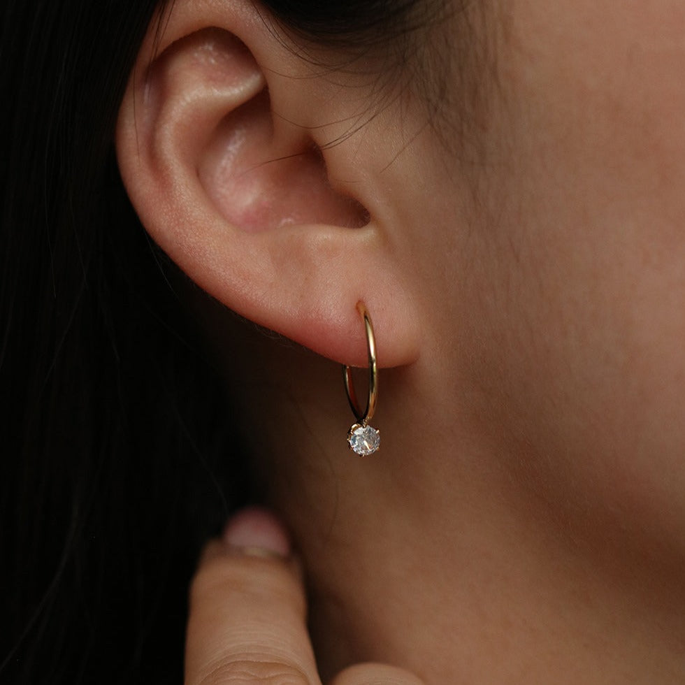 Cubic Dangle Semi Hoop Earrings for Women - Trendy Geometric Drop Earrings for Casual & Party Wear
