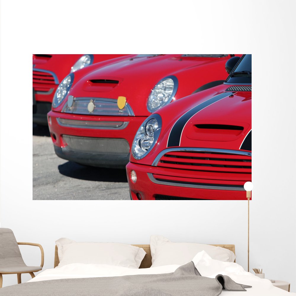Red Mini Coopers Wall Mural Peel and Stick Graphic - 72
