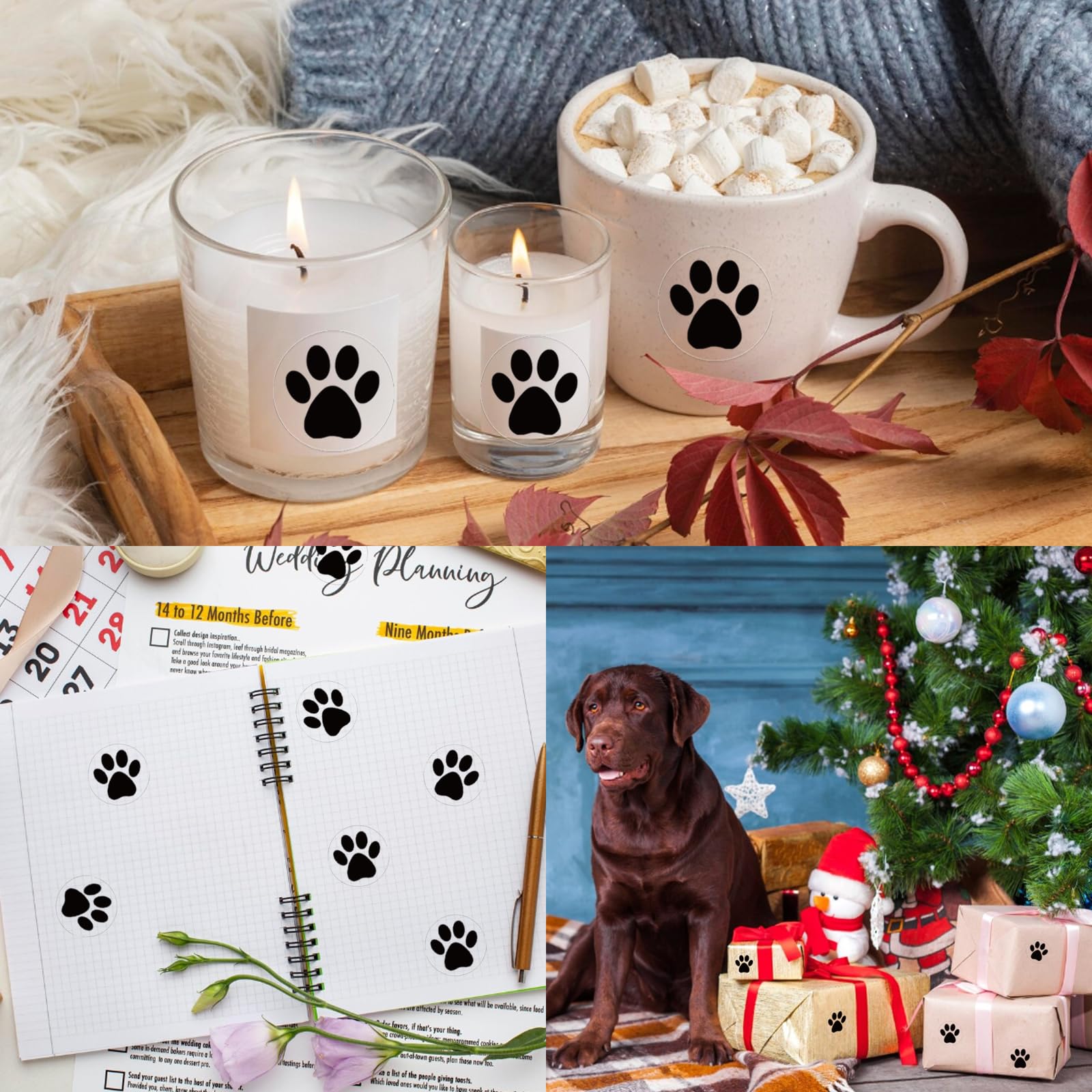 500 Pcs 1 Inch Clear Paw Print Stickers - Self-Adhesive Dog & Bear Paw Stickers Roll for Kids Birthday Party Decorations, Envelopes, Seals, Cards & Gift Wrapping - Perfect for DIY Crafts, Scrapbooking & Pet-Themed Events